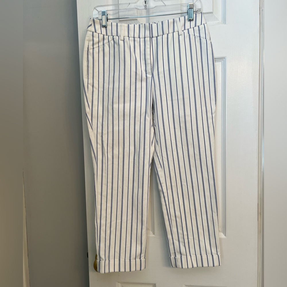 Chico So Slimming Serene Striped Ankle Cuffed Pants Sz 000